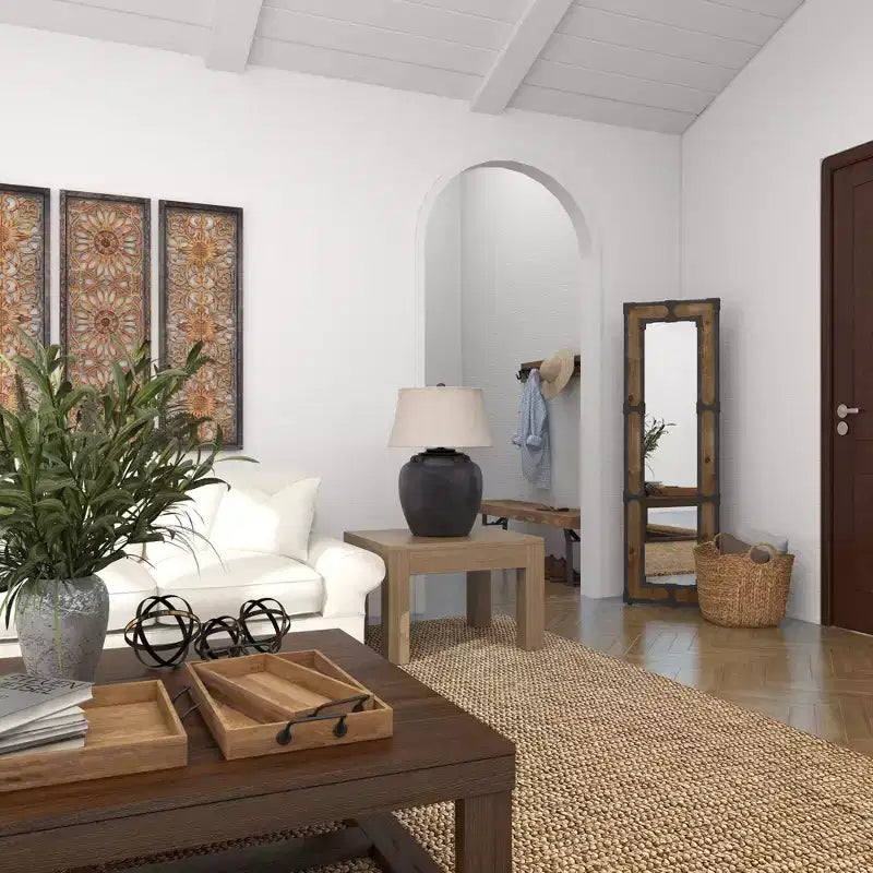 Specchio da Terra Rustico in Legno Marrone: Autoportante, Decorativo, Intagliato, Nessun Montaggio Richiesto