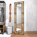 Specchio da Terra Rustico in Legno Marrone: Autoportante, Decorativo, Intagliato, Nessun Montaggio Richiesto