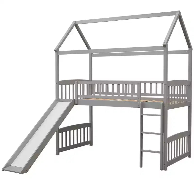 79.5L x 41.8W Letto a castello singolo in stile moderno con scivolo