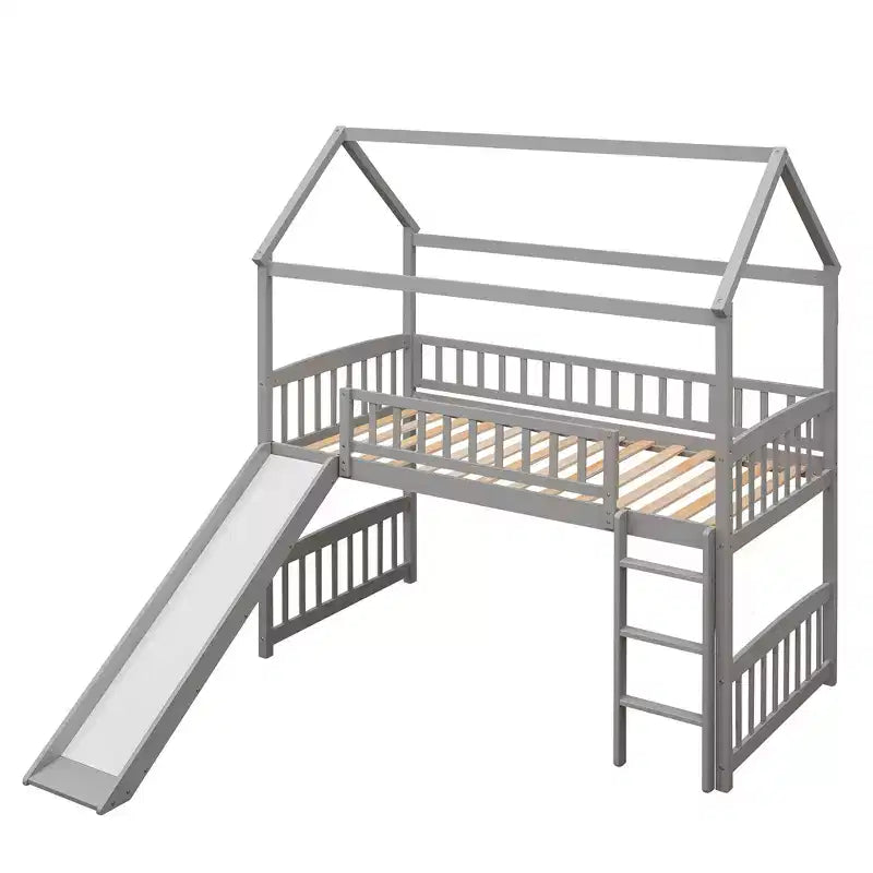 79.5L x 41.8W Letto a castello singolo in stile moderno con scivolo