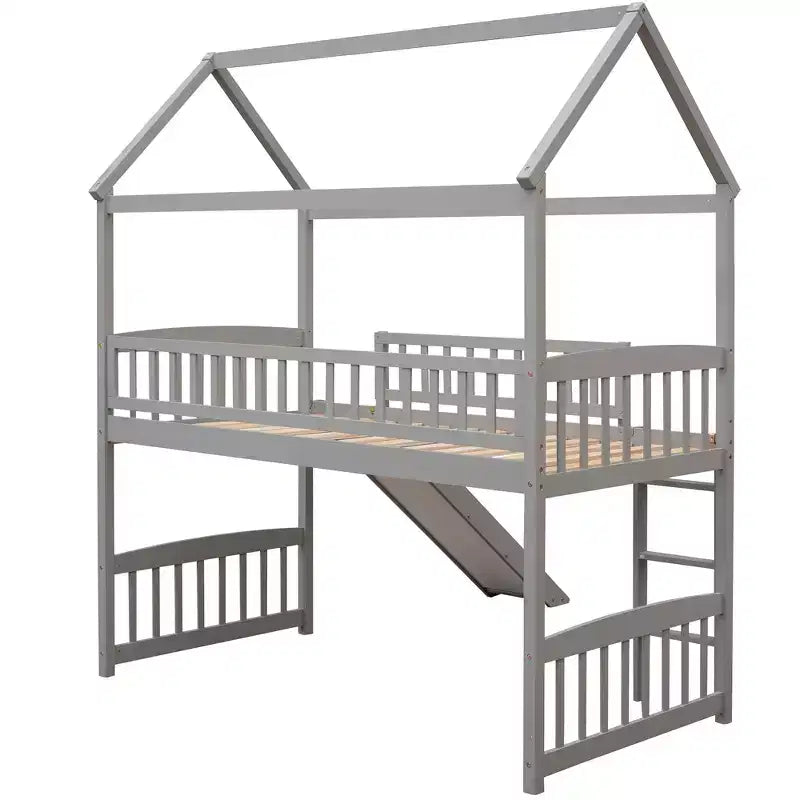 79.5L x 41.8W Letto a castello singolo in stile moderno con scivolo