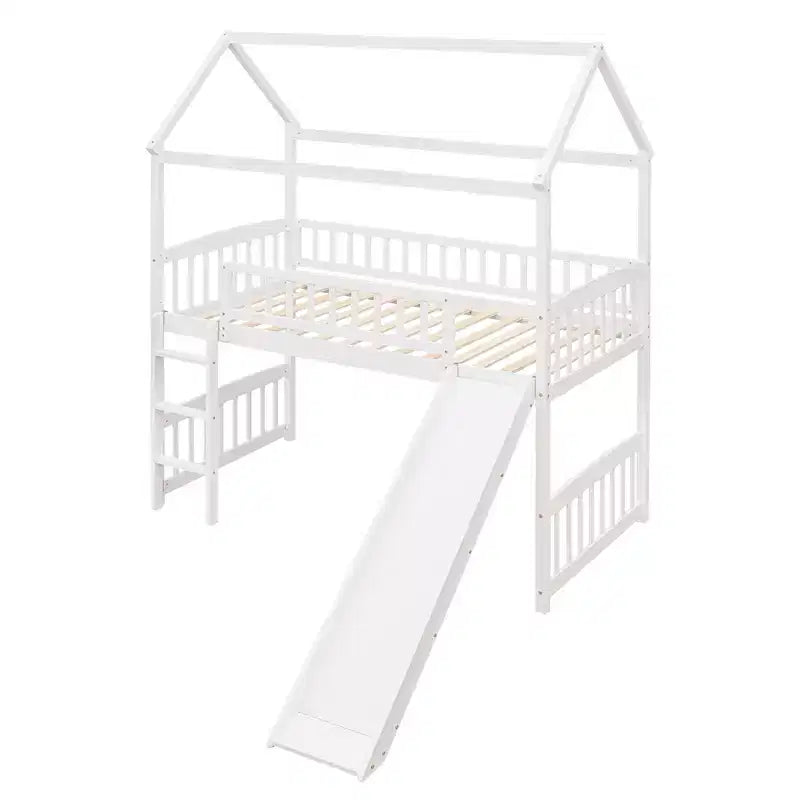 79.5L x 41.8W Letto a castello singolo in stile moderno con scivolo