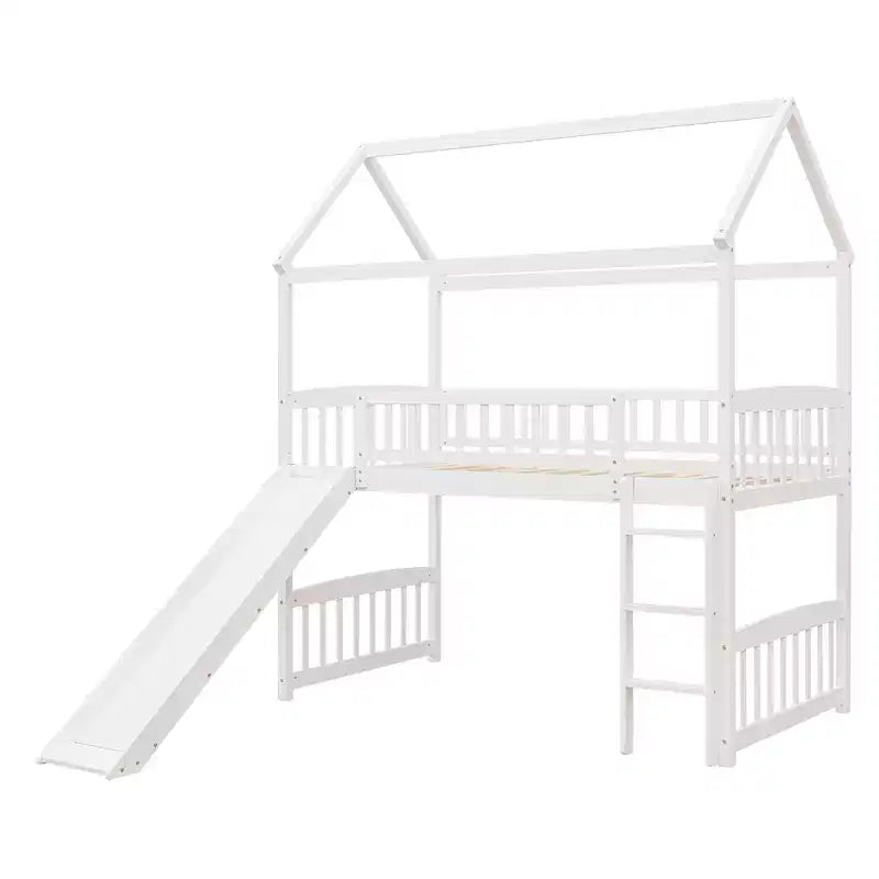 79.5L x 41.8W Letto a castello singolo in stile moderno con scivolo
