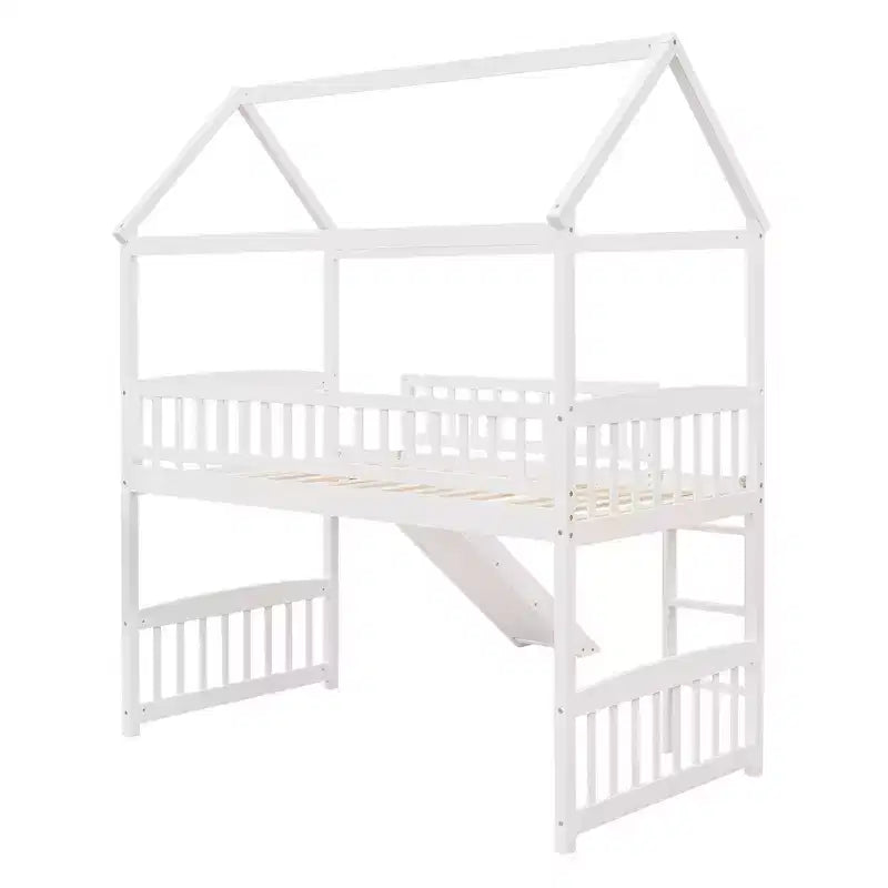 79.5L x 41.8W Letto a castello singolo in stile moderno con scivolo