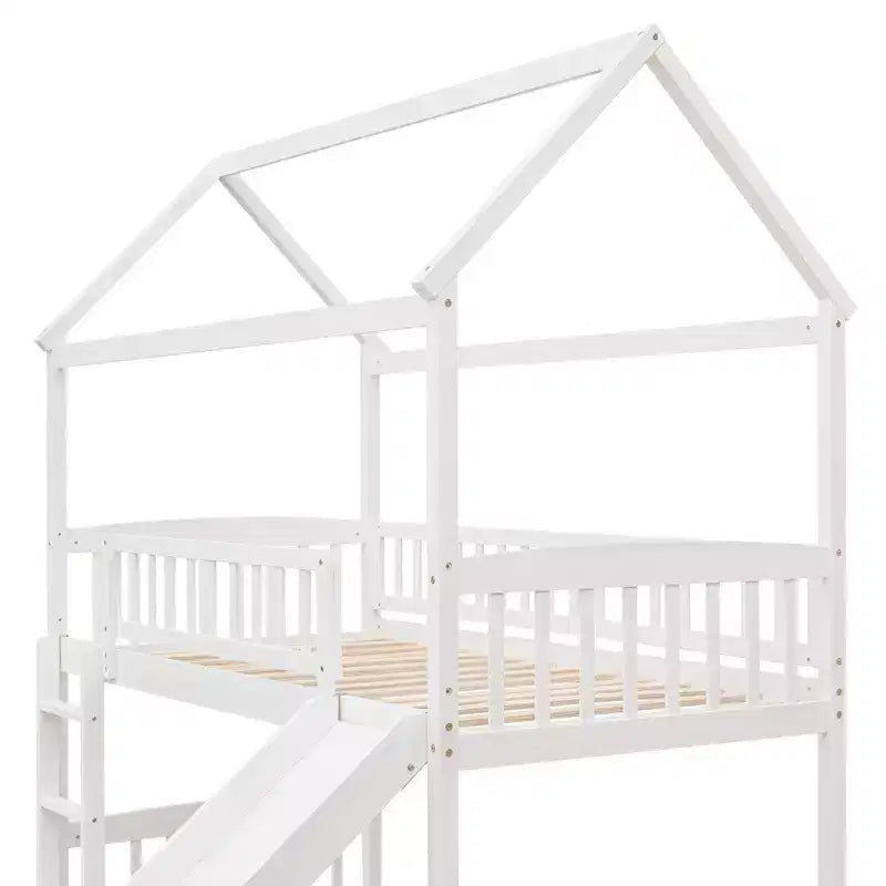 79.5L x 41.8W Letto a castello singolo in stile moderno con scivolo