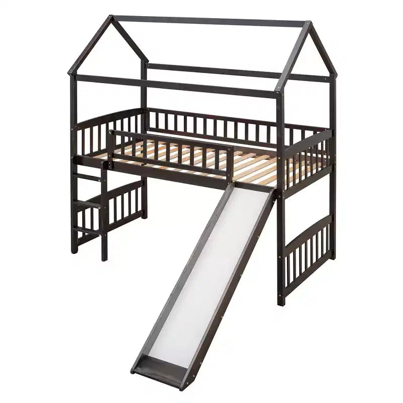79.5L x 41.8W Letto a castello singolo in stile moderno con scivolo