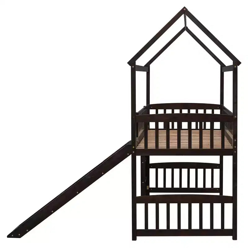 79.5L x 41.8W Letto a castello singolo in stile moderno con scivolo