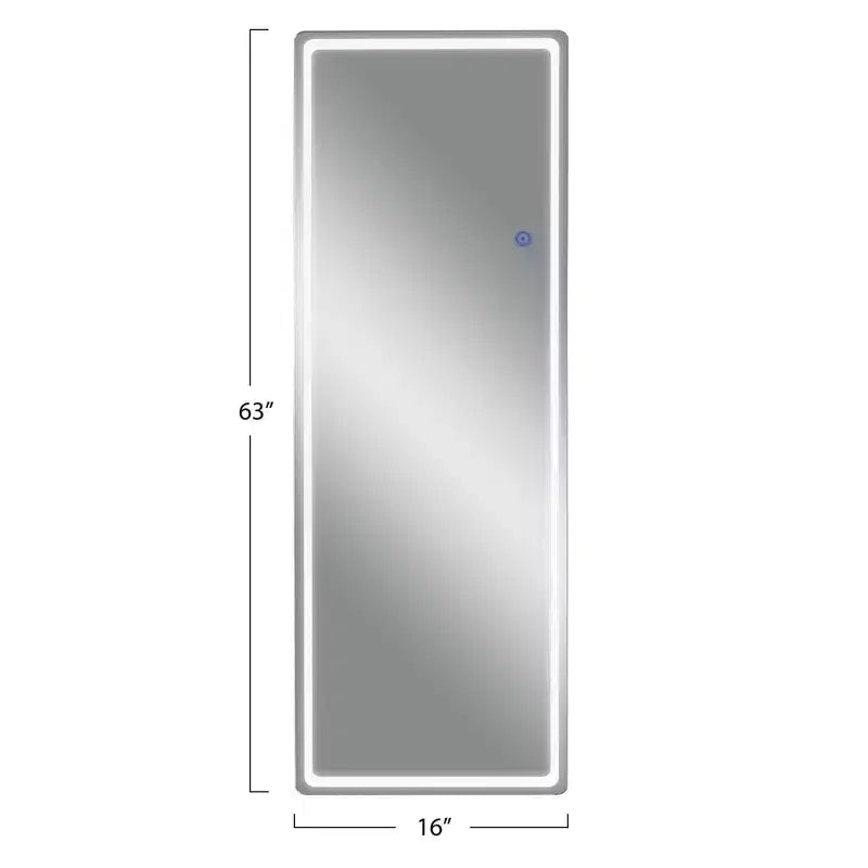 Specchio moderno a figura intera rettangolare senza cornice con angoli arrotondati, 40,64 cm L x 160,02 cm H, colore argento