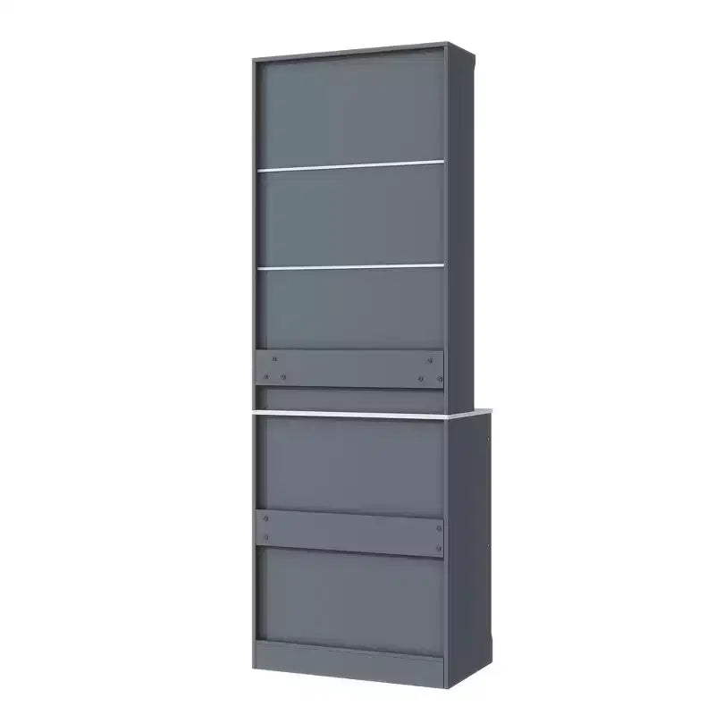 Dispensa da cucina 83.7H, Madia da cucina freestanding con ripiano effetto marmo, Armadio credenza con 5 cassetti e ripiano regolabile