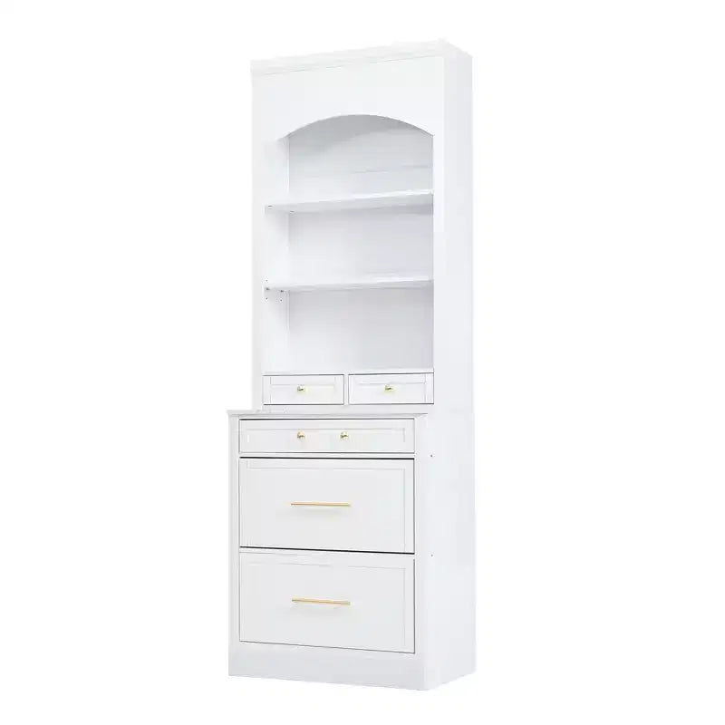 Dispensa da cucina 83.7H, Madia da cucina freestanding con ripiano effetto marmo, Armadio credenza con 5 cassetti e ripiano regolabile