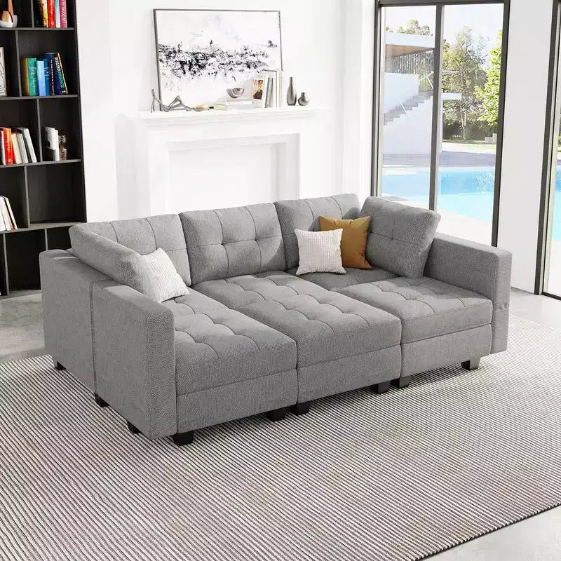 Divano letto modulare Weave con seduta contenitore (6 posti + 7 lati)