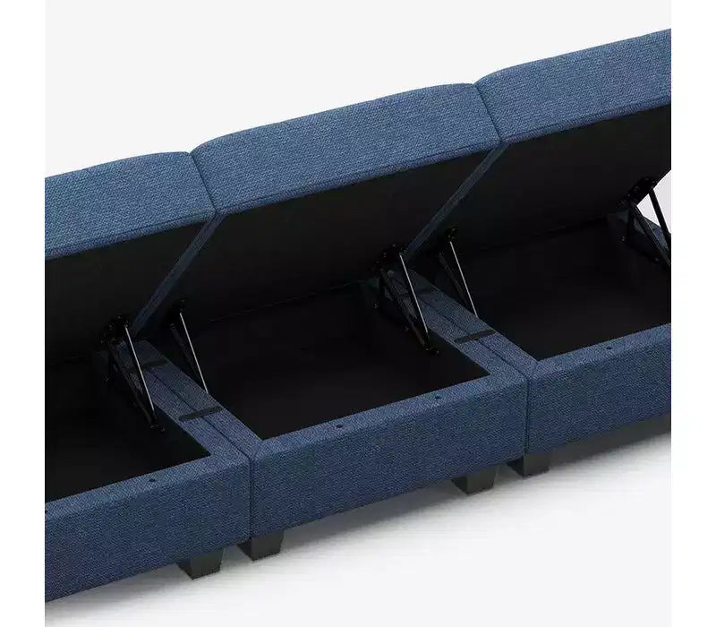 Divano letto modulare Weave con seduta contenitore (6 posti + 7 lati)