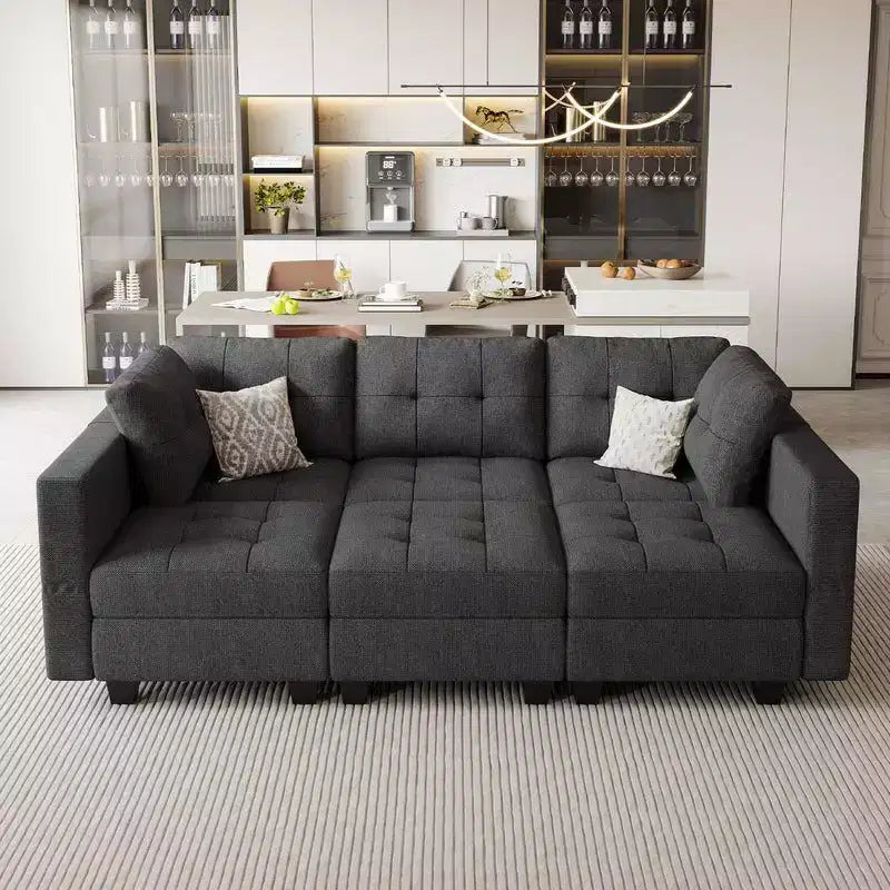 Divano letto modulare Weave con seduta contenitore (6 posti + 7 lati)