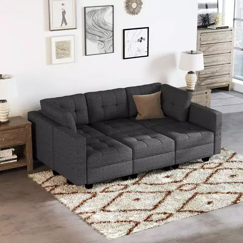Divano letto modulare Weave con seduta contenitore (6 posti + 7 lati)