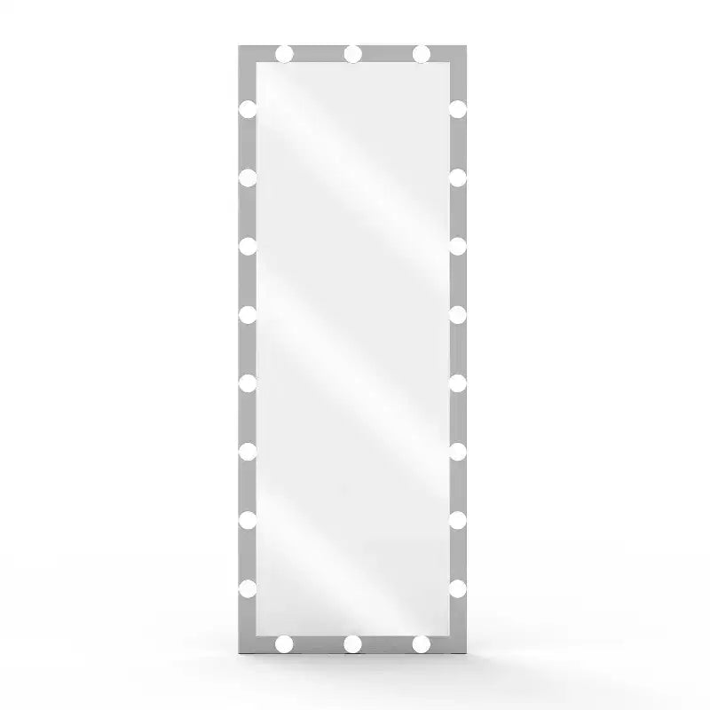 Specchio a figura intera Hollywood color argento con luci: 4 modalità colore, controllo touch, montaggio a parete o da appoggio