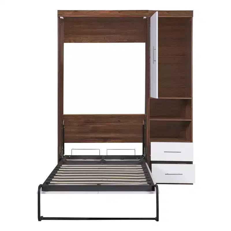 Full Size Murphy Bed Wall Bed, Folded into a Cabinet with Shelves