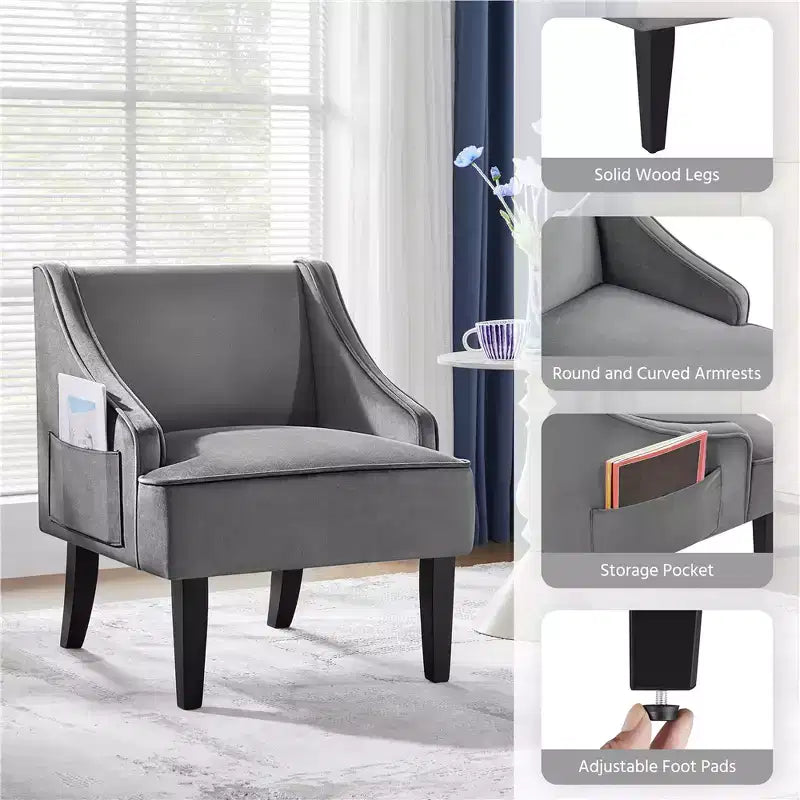 Set di 2 Poltrone Moderne in Velluto per Soggiorno Camera da Letto