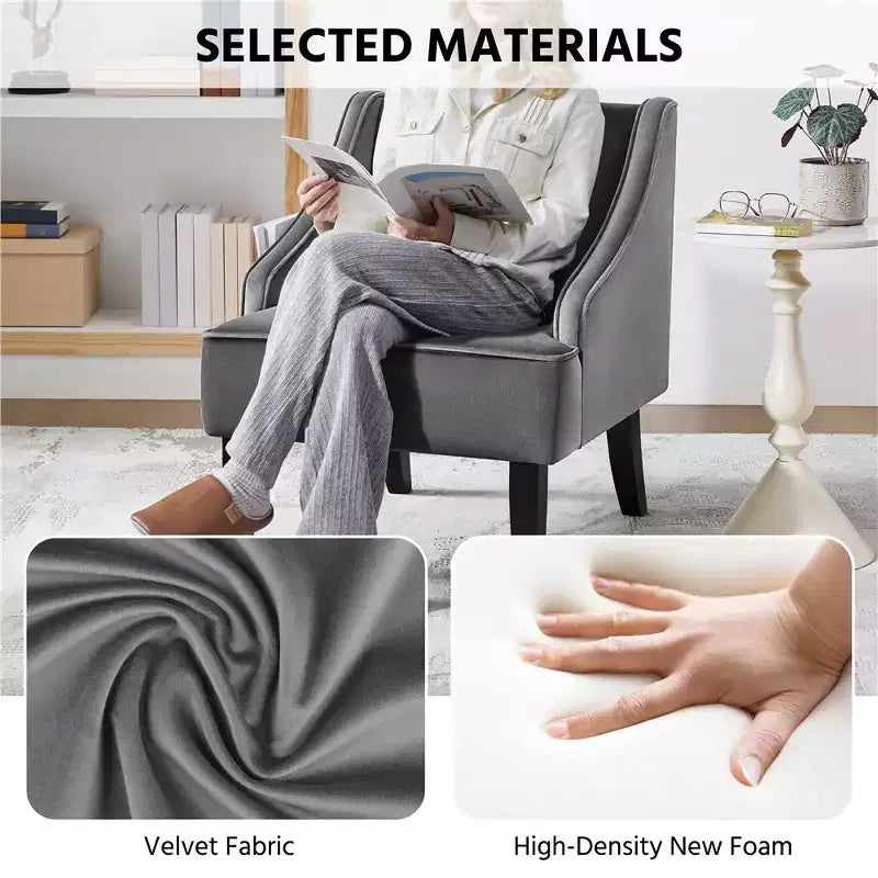 Set di 2 Poltrone Moderne in Velluto per Soggiorno Camera da Letto