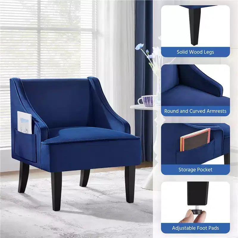 Set di 2 Poltrone Moderne in Velluto per Soggiorno Camera da Letto