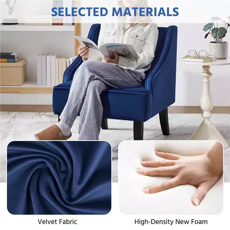 Set di 2 Poltrone Moderne in Velluto per Soggiorno Camera da Letto