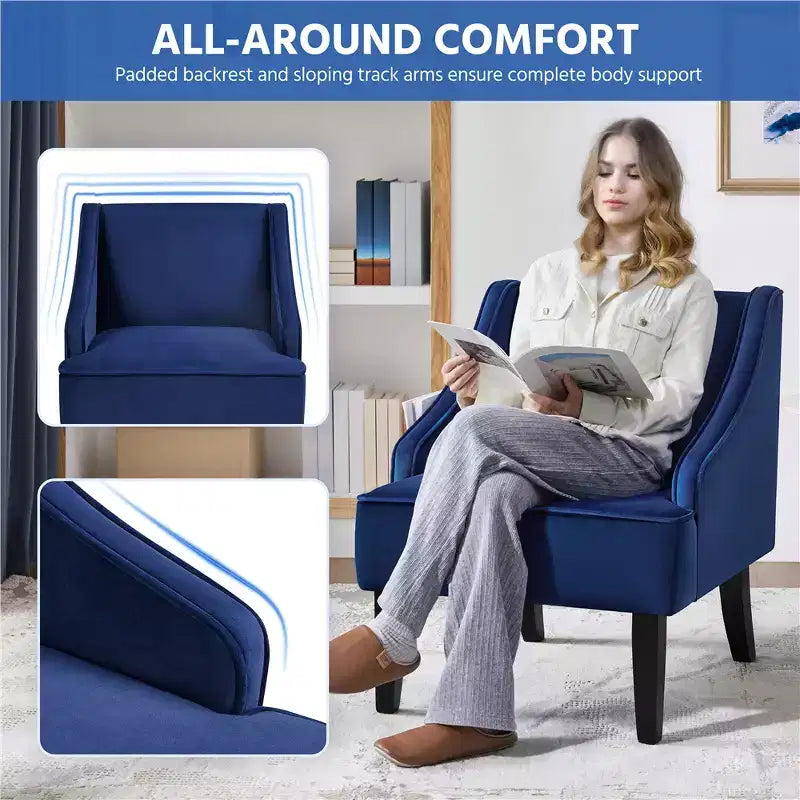 Set di 2 Poltrone Moderne in Velluto per Soggiorno Camera da Letto