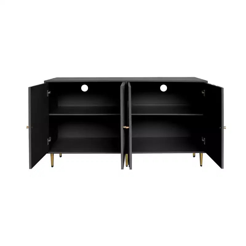Versatile madia/credenza in legno laccato nero per soggiorno, ingresso, corridoio, ufficio, cucina e sala da pranzo