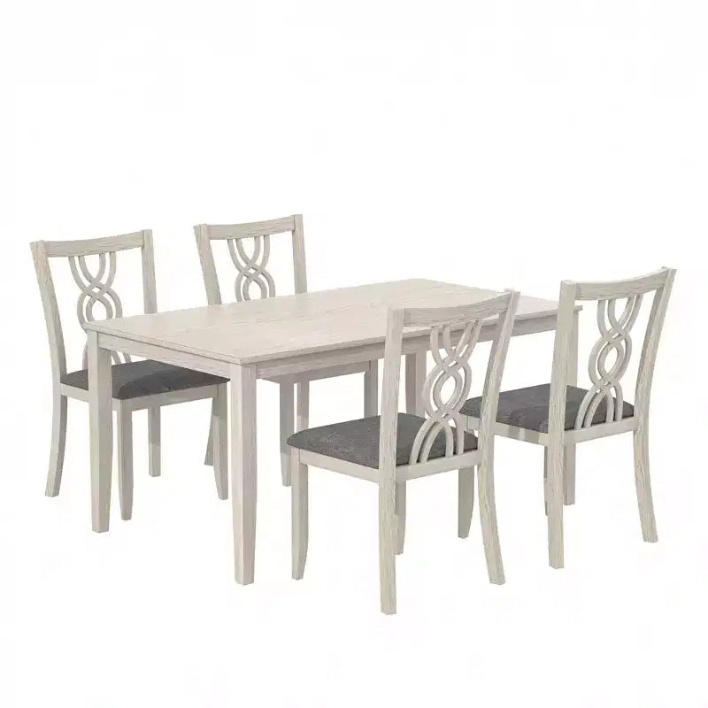 Sedie da pranzo rustiche in legno, sedie da cucina in legno di gomma con seduta imbottita ed elegante schienale intagliato, grigio