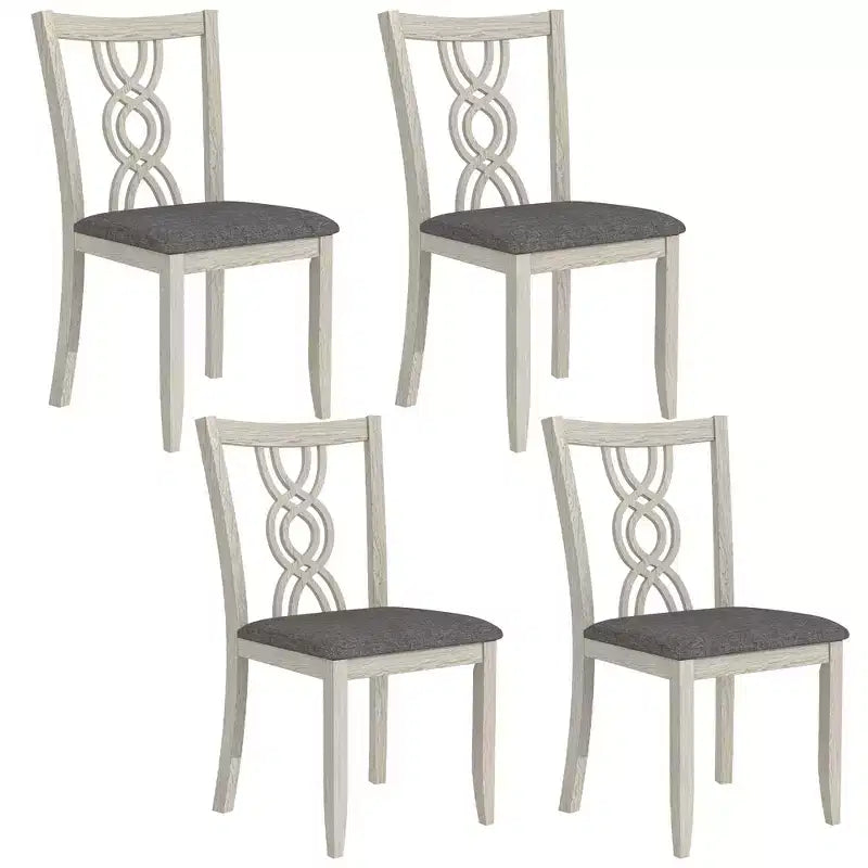 Sedie da pranzo rustiche in legno, sedie da cucina in legno di gomma con seduta imbottita ed elegante schienale intagliato, grigio