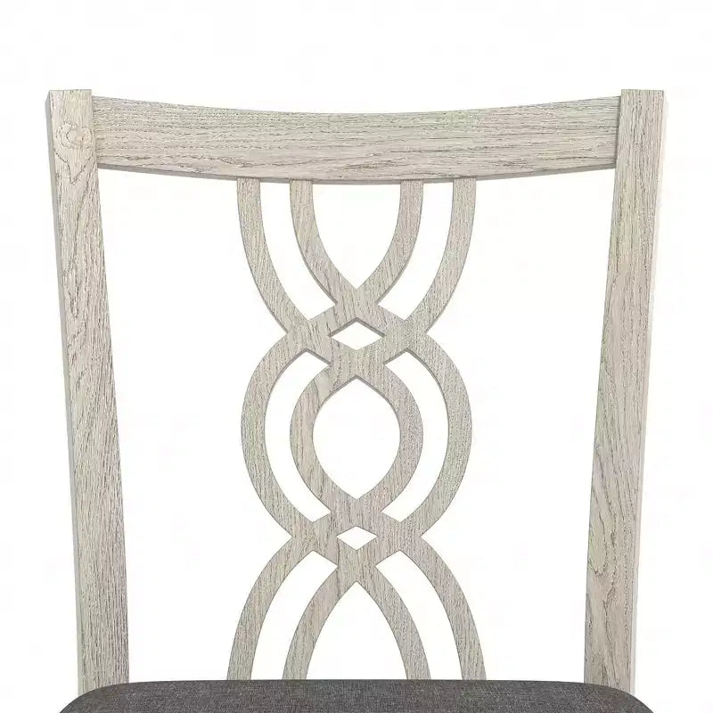 Sedie da pranzo rustiche in legno, sedie da cucina in legno di gomma con seduta imbottita ed elegante schienale intagliato, grigio
