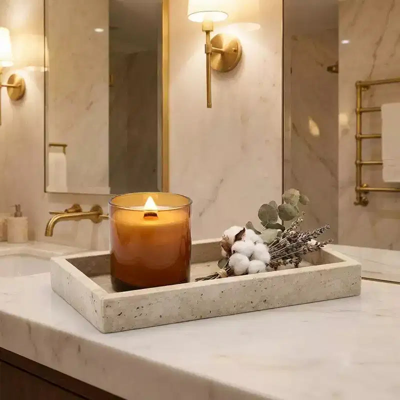 Elegante vassoio porta gioielli in marmo naturale, regalo per la festa della mamma, vassoio in vera pietra di marmo per bagno e decorazioni per la casa