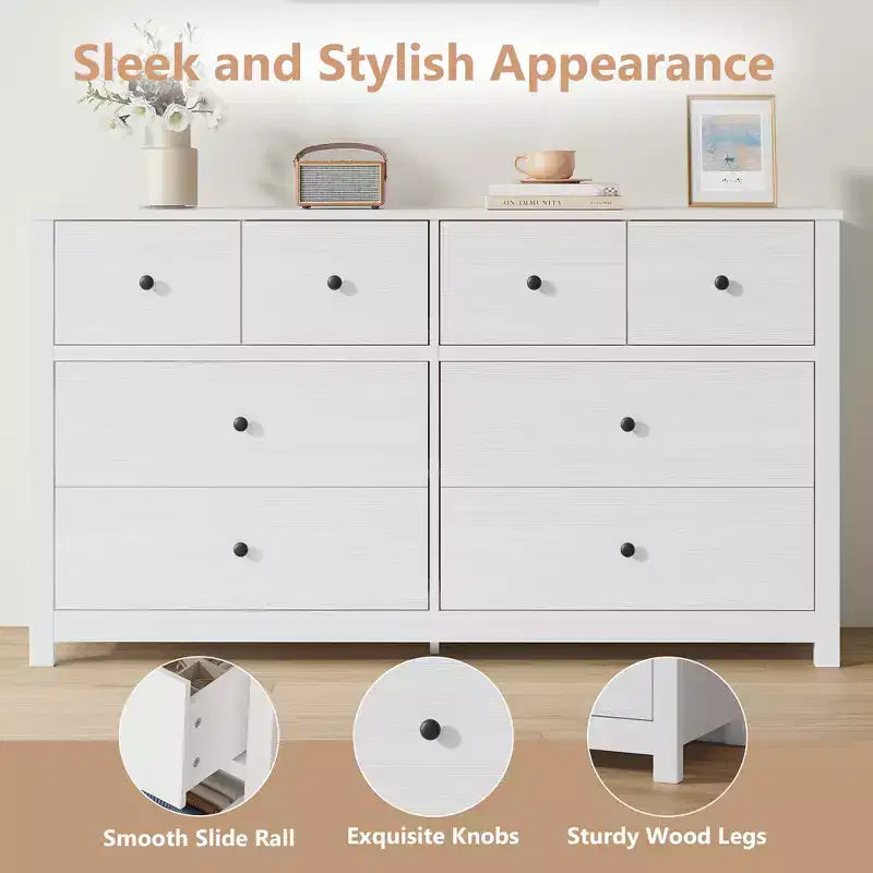 Comò moderno per camera da letto, cassettiera ampia in legno con contenitore profondo, mobiletto organizer indipendente per soggiorno