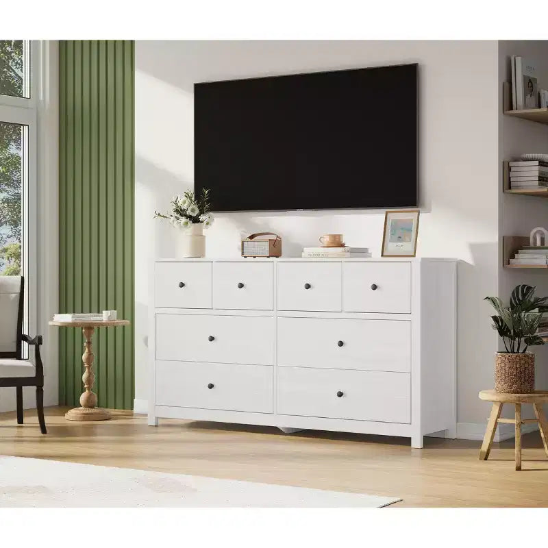 Comò moderno per camera da letto, cassettiera ampia in legno con contenitore profondo, mobiletto organizer indipendente per soggiorno