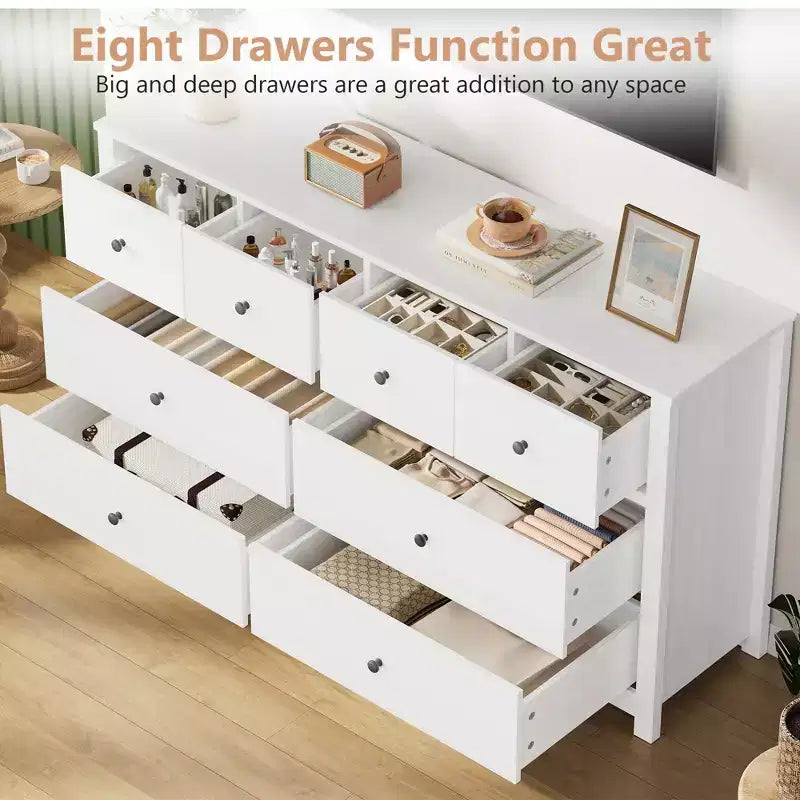 Comò moderno per camera da letto, cassettiera ampia in legno con contenitore profondo, mobiletto organizer indipendente per soggiorno