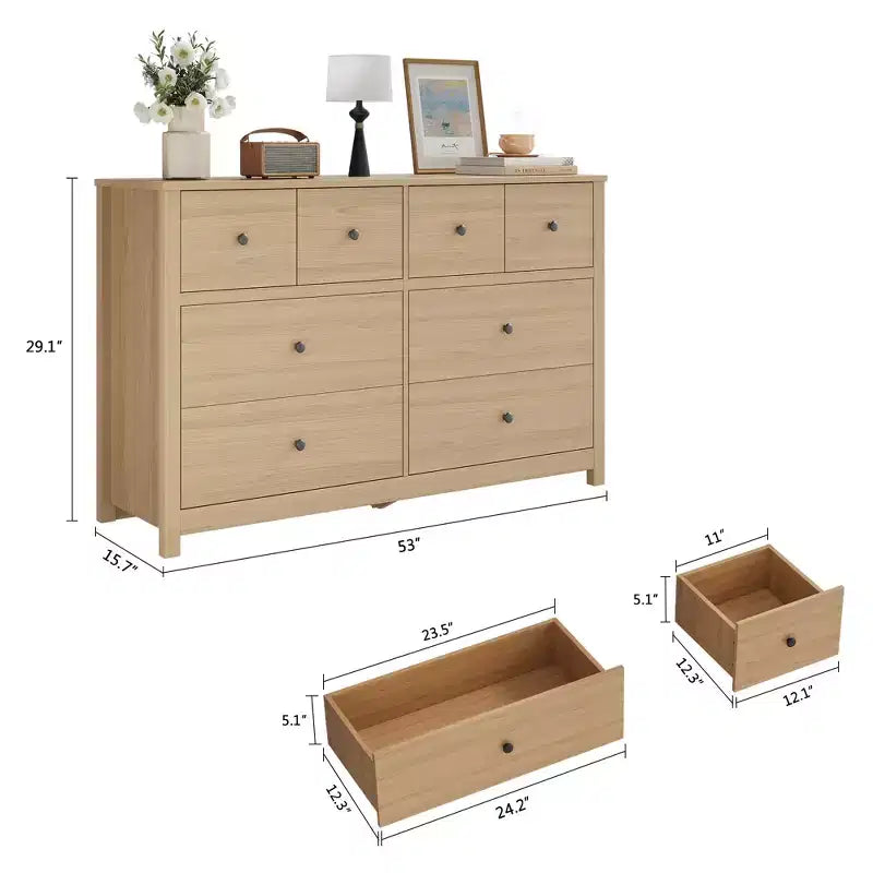 Comò moderno per camera da letto, cassettiera ampia in legno con contenitore profondo, mobiletto organizer indipendente per soggiorno