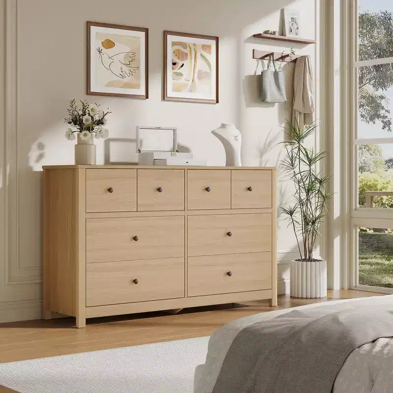 Comò moderno per camera da letto, cassettiera ampia in legno con contenitore profondo, mobiletto organizer indipendente per soggiorno