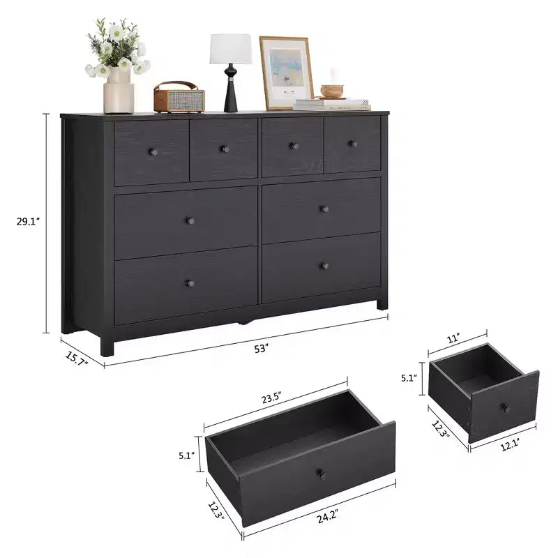 Comò moderno per camera da letto, cassettiera ampia in legno con contenitore profondo, mobiletto organizer indipendente per soggiorno
