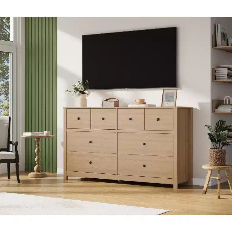 Comò moderno per camera da letto, cassettiera ampia in legno con contenitore profondo, mobiletto organizer indipendente per soggiorno