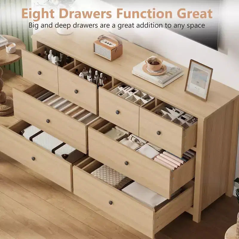 Comò moderno per camera da letto, cassettiera ampia in legno con contenitore profondo, mobiletto organizer indipendente per soggiorno