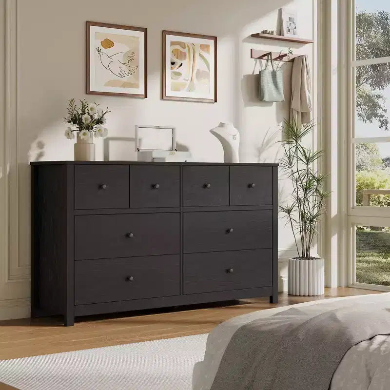 Modern Dresser for Bedroom, Wide Wood Chest of Drawers with Deep Storage, Freestanding Organizer Cabinet Furniture for Living Room
