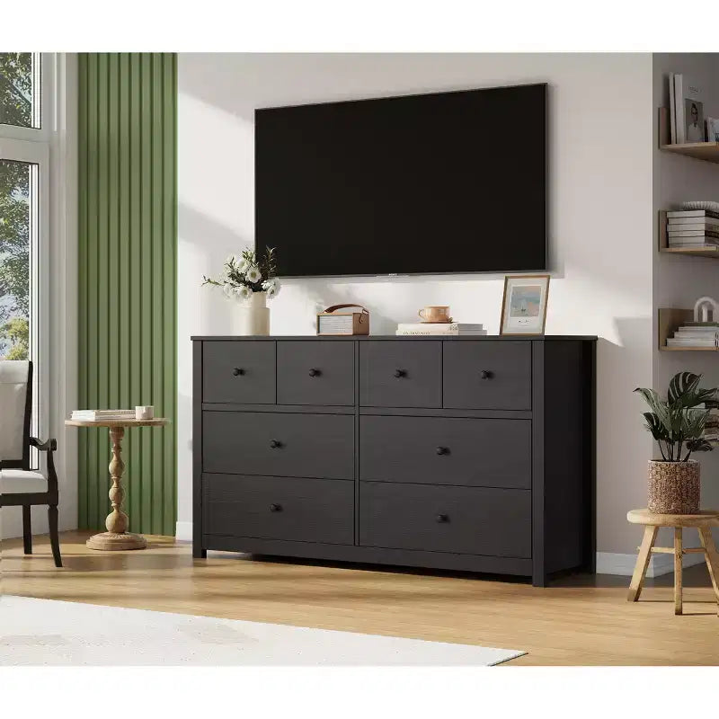 Modern Dresser for Bedroom, Wide Wood Chest of Drawers with Deep Storage, Freestanding Organizer Cabinet Furniture for Living Room