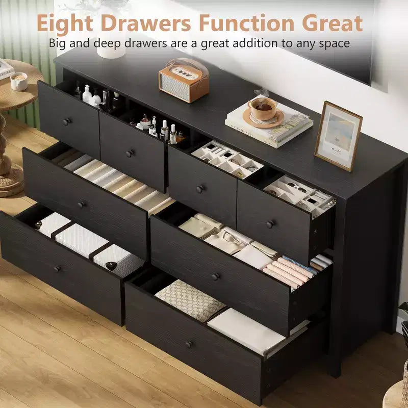 Comò moderno per camera da letto, cassettiera ampia in legno con contenitore profondo, mobiletto organizer indipendente per soggiorno
