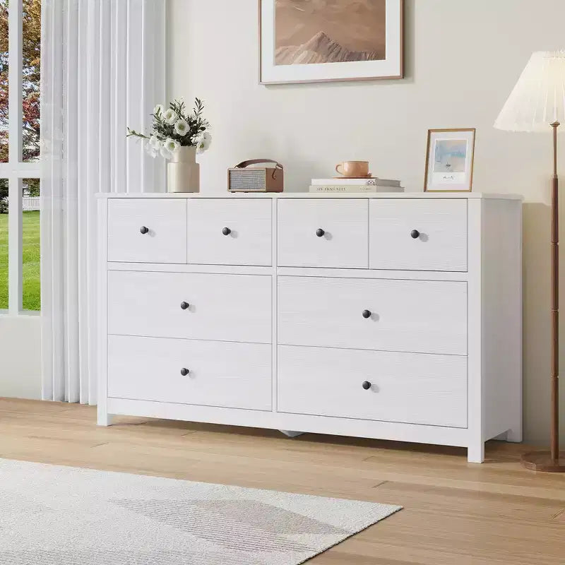 Modern Dresser for Bedroom, Wide Wood Chest of Drawers with Deep Storage, Freestanding Organizer Cabinet Furniture for Living Room
