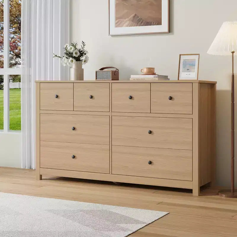 Modern Dresser for Bedroom, Wide Wood Chest of Drawers with Deep Storage, Freestanding Organizer Cabinet Furniture for Living Room