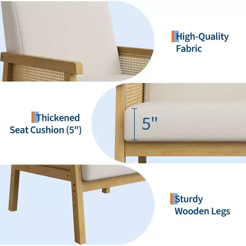 Moderna poltrona a schienale alto con struttura in legno e capacità - Poltrona imbottita in rattan o pelle sintetica per soggiorno