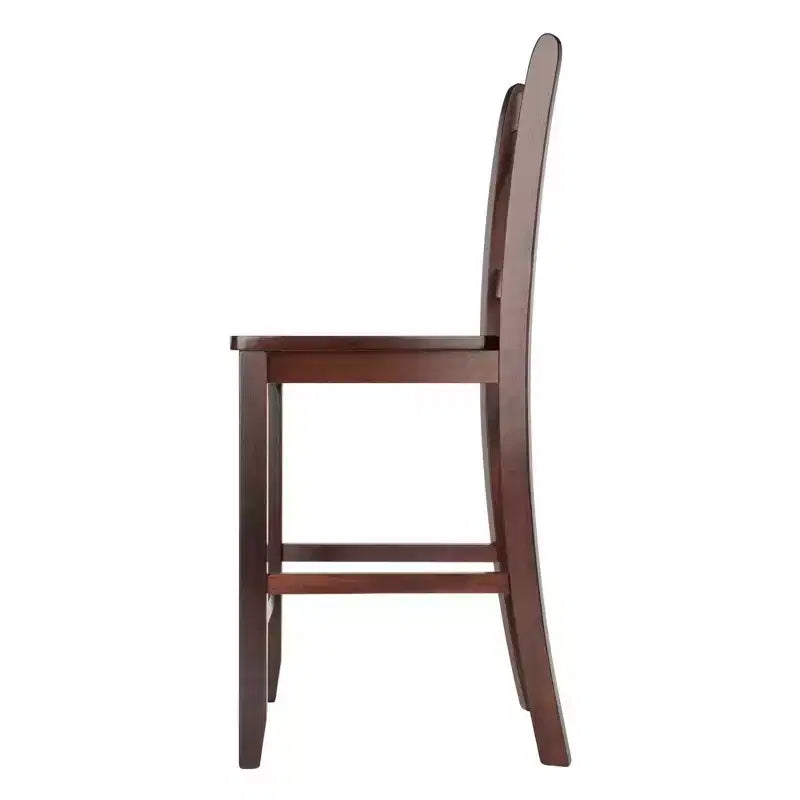 Sgabello da bar Victor V-Back ad altezza bancone, 60 cm, set da 2, in legno/noce