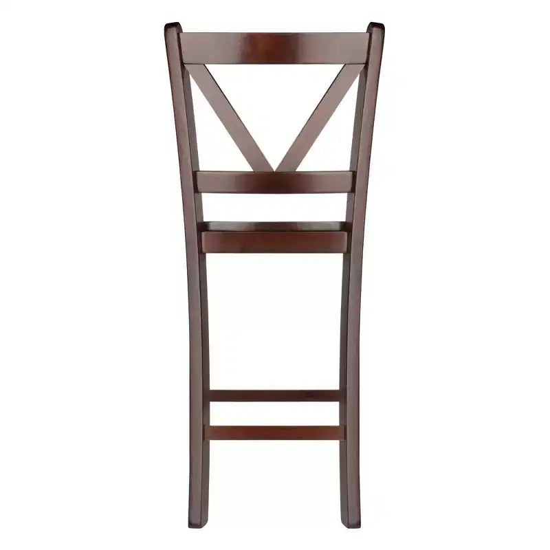 Sgabello da bar Victor V-Back ad altezza bancone, 60 cm, set da 2, in legno/noce