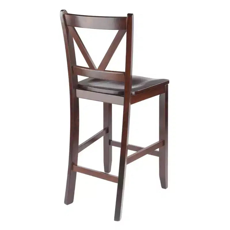 Sgabello da bar Victor V-Back ad altezza bancone, 60 cm, set da 2, in legno/noce