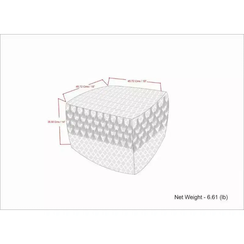 Pouf Ari quadrato intrecciato in PET poliestere turchese/bianco