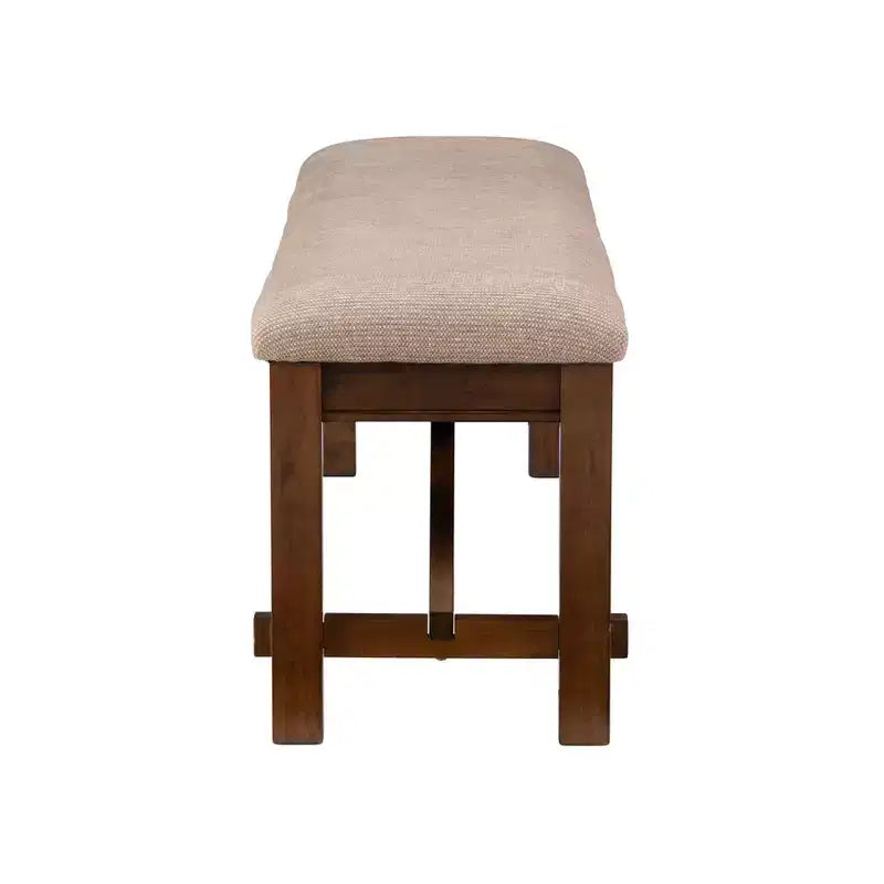 Panca tradizionale Jackson in legno imbottita con sedile color tortora, 60", marrone scuro