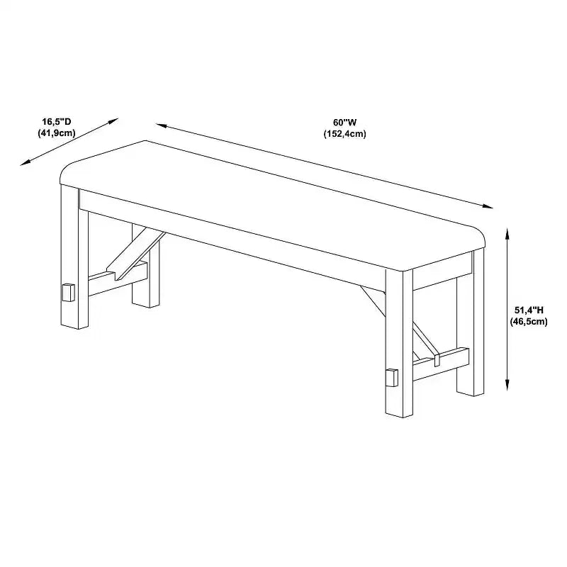 Panca tradizionale Jackson in legno imbottita con sedile color tortora, 60", marrone scuro